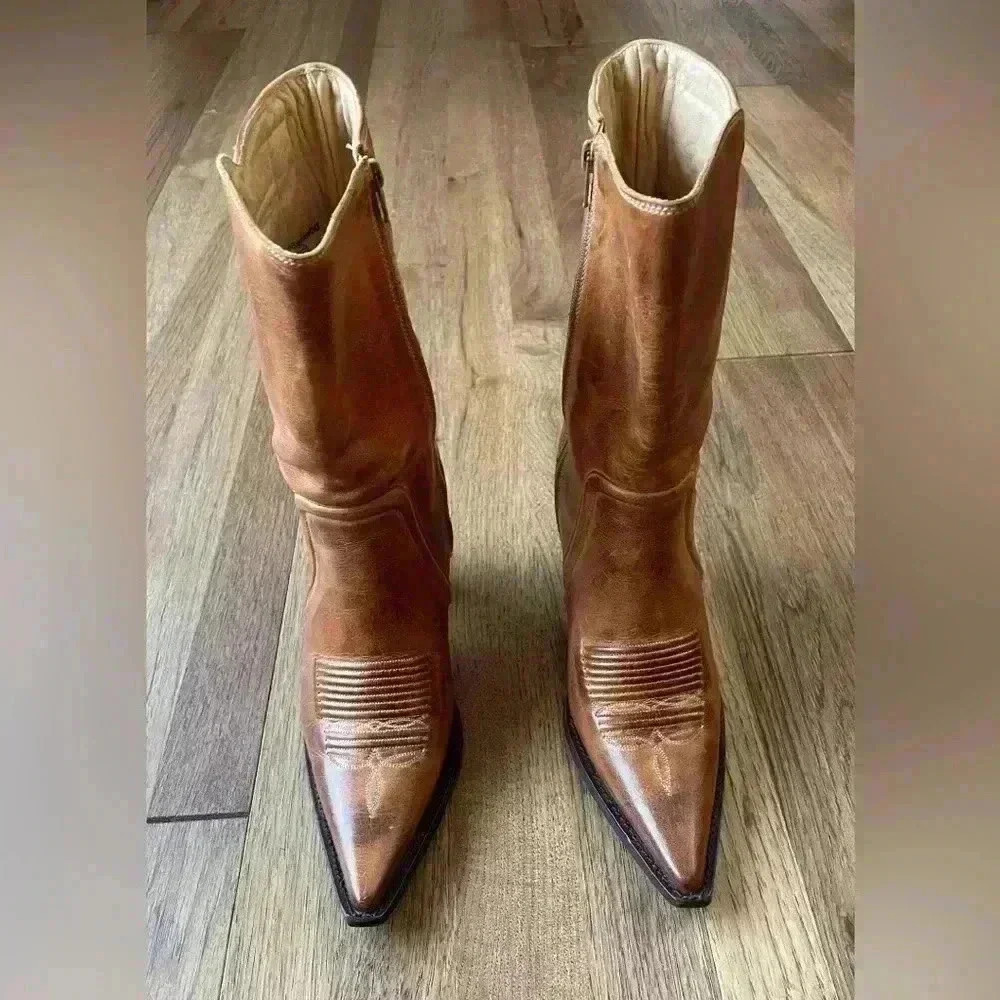 Charlie 1 Horse Handrcrafted‎ Leather Cowboy Boots Sz 6.5 Cowgirl Boho Western - Picture 3 of 13